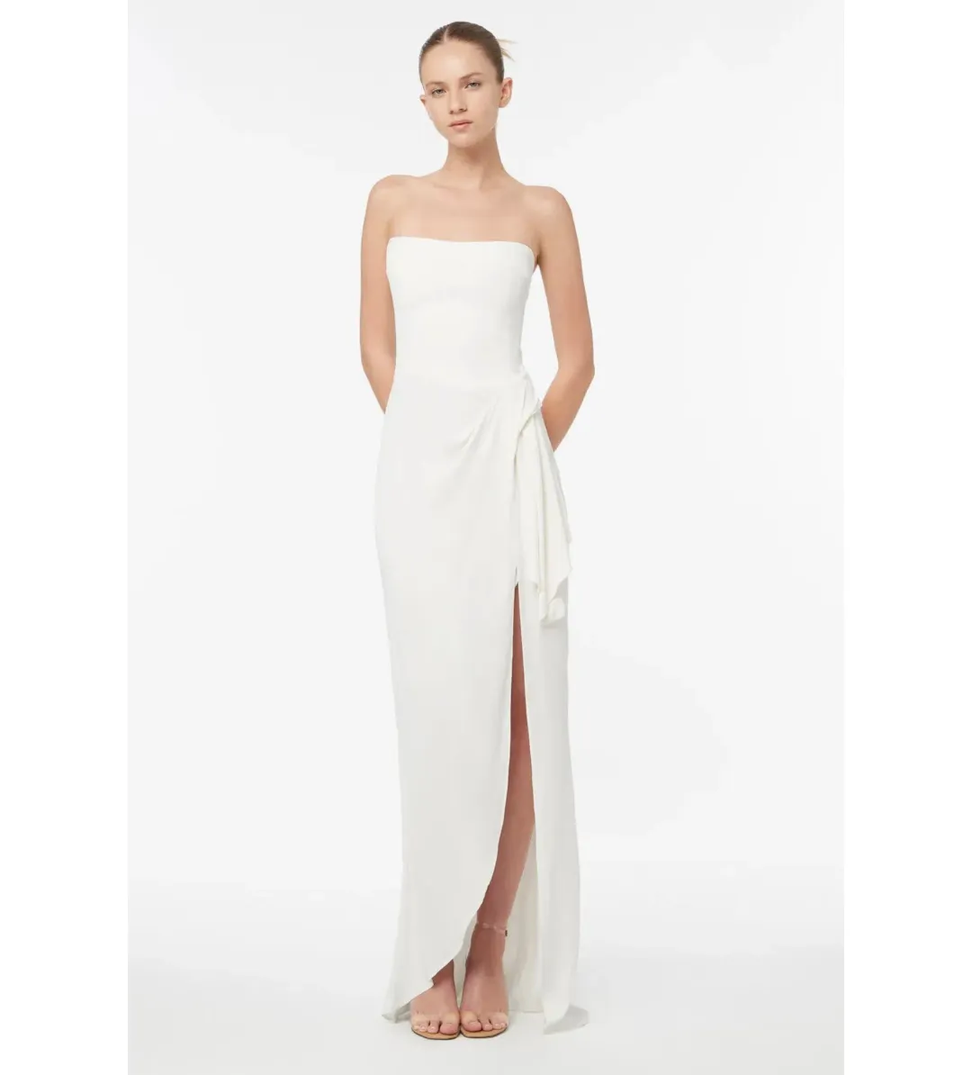 Manning Cartell Asymmetrical Games Strapless Gown White Size 12 for rent on The Volte - main image