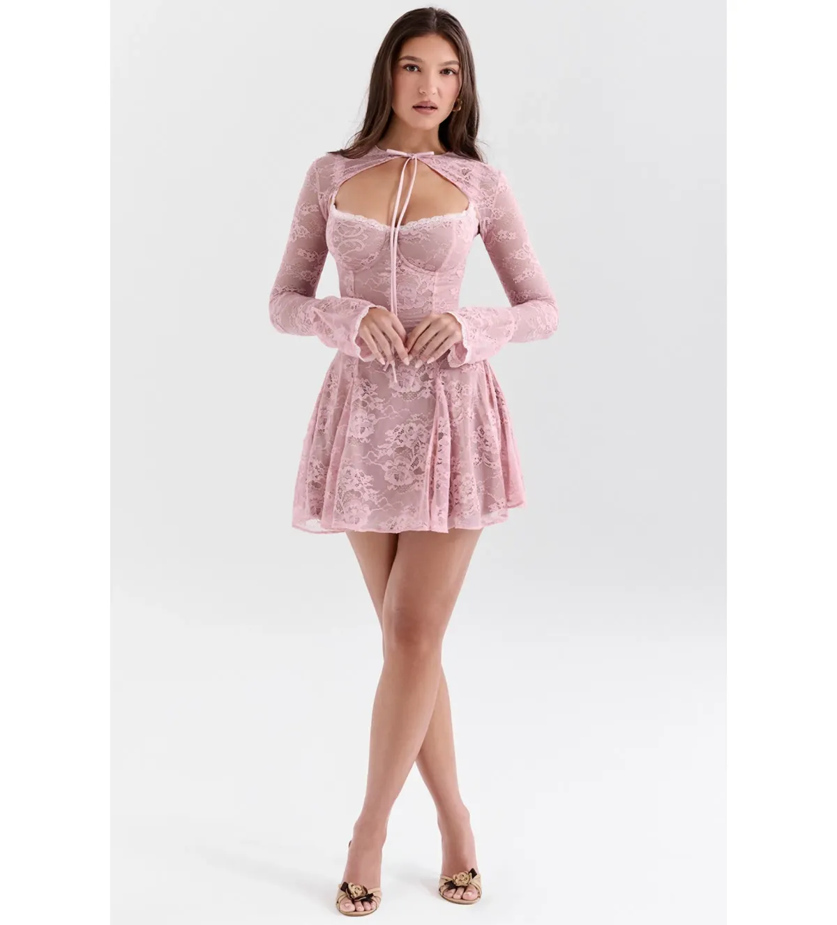 House Of Cb Alice Lace Mini Dress Pink Size 6 - Image 1