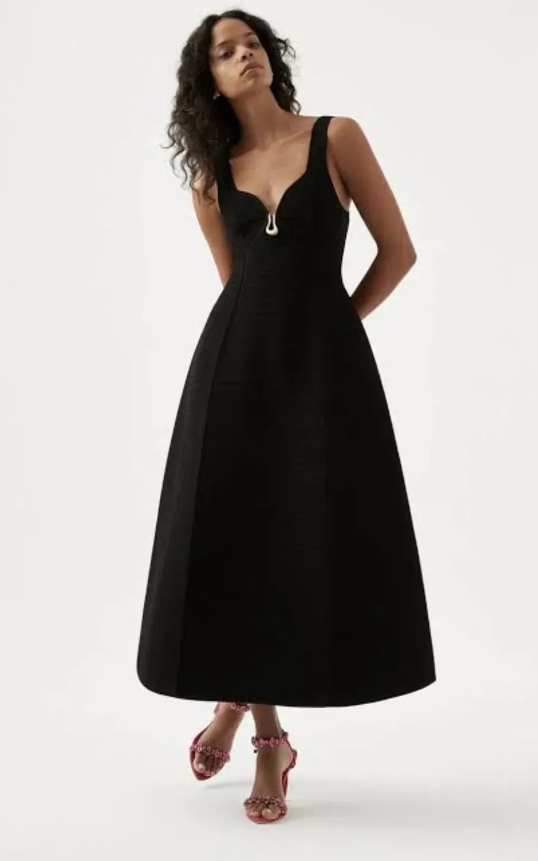 Aje Marisole Knit Midi Dress Black Size 8 for rent on The Volte - main image