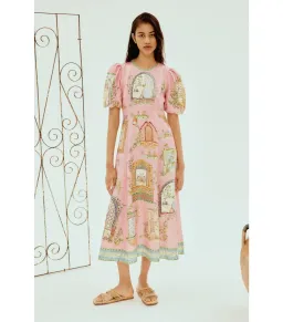 Alemais Monte Midi Dress Pink Size 16 for rent on The Volte - image 1
