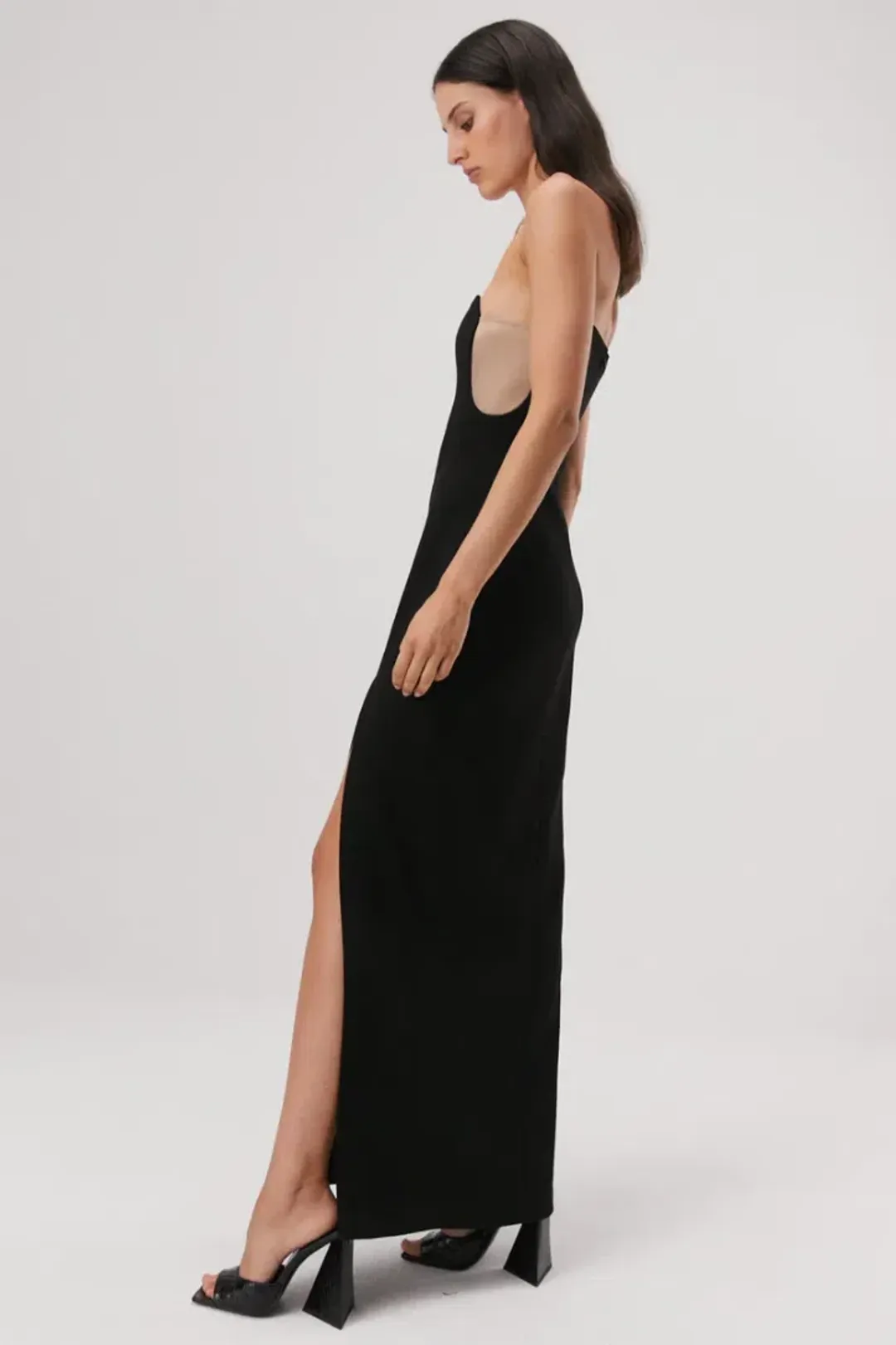 MISHA Ensley Strapless Gown Black Size 12 for rent on The Volte - main image