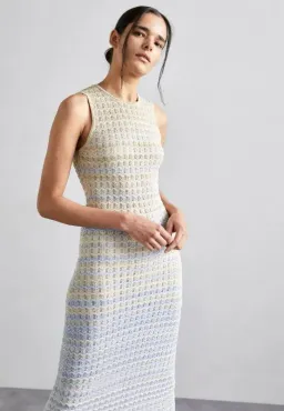 Sandro Pointelle Knit Dress in Blue Ombre Size AU 8 for rent on The Volte - image 3