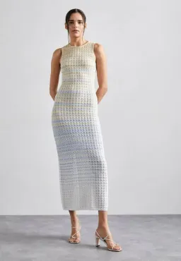 Sandro Pointelle Knit Dress in Blue Ombre Size AU 8 for rent on The Volte - image 1
