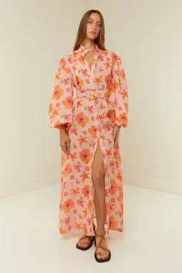 Palm Noosa Noddy Spanish Hibiscus Linen Maxi Dress Floral Size 12 for rent on The Volte - image 1