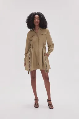 Aje Eternal Logo Mini Dress Desert Khaki Size 4 for rent on The Volte - image 1