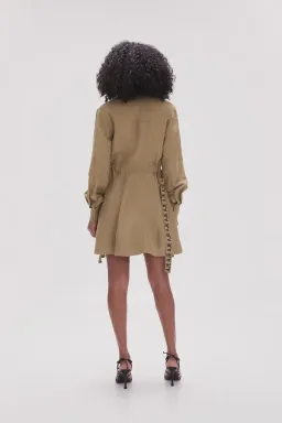 Aje Eternal Logo Mini Dress Desert Khaki Size 4 for rent on The Volte - image 3