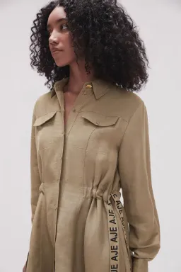 Aje Eternal Logo Mini Dress Desert Khaki Size 4 for rent on The Volte - image 2