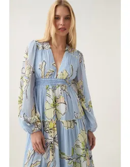 Aje Romantica Voile Maxi Dress Blue Hibiscus Size S / AU 8 for rent on The Volte - image 2
