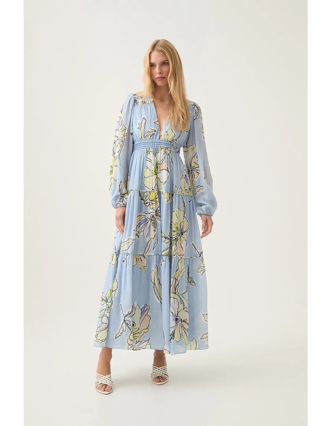 Aje Romantica Voile Maxi Dress Blue Hibiscus Size S / AU 8 for rent on The Volte - main image