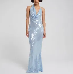 Rat & Boa Anais Maxi Dress Gown In Blue Sequin Size L / Au 12 for rent on The Volte - image 5