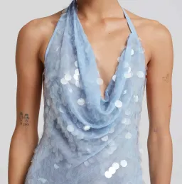 Rat & Boa Anais Maxi Dress Gown In Blue Sequin Size L / Au 12 for rent on The Volte - image 7