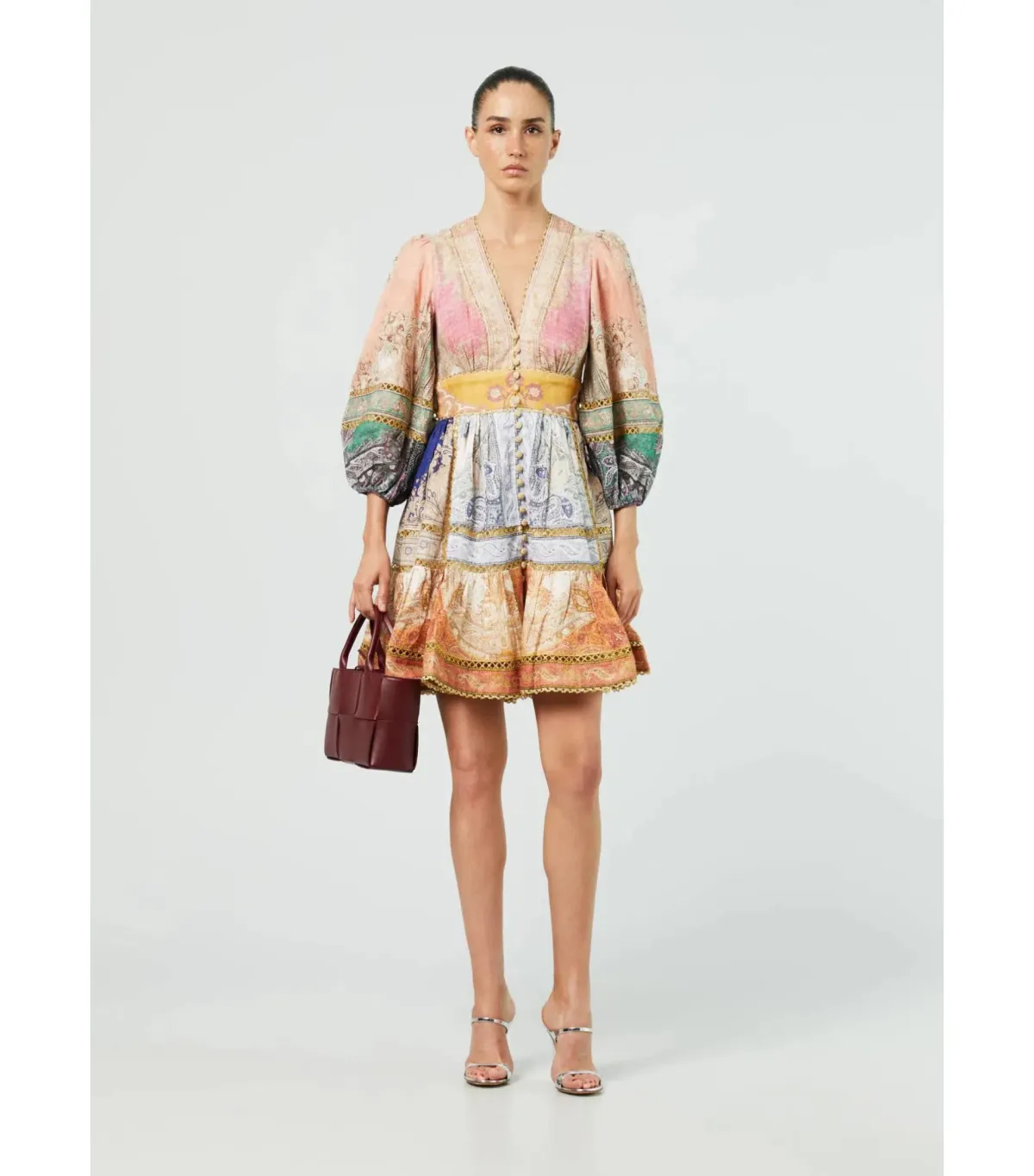 Zimmermann The Anneke Lantern Mini Dress In Spliced Size 0/ Au 8 - Image 1