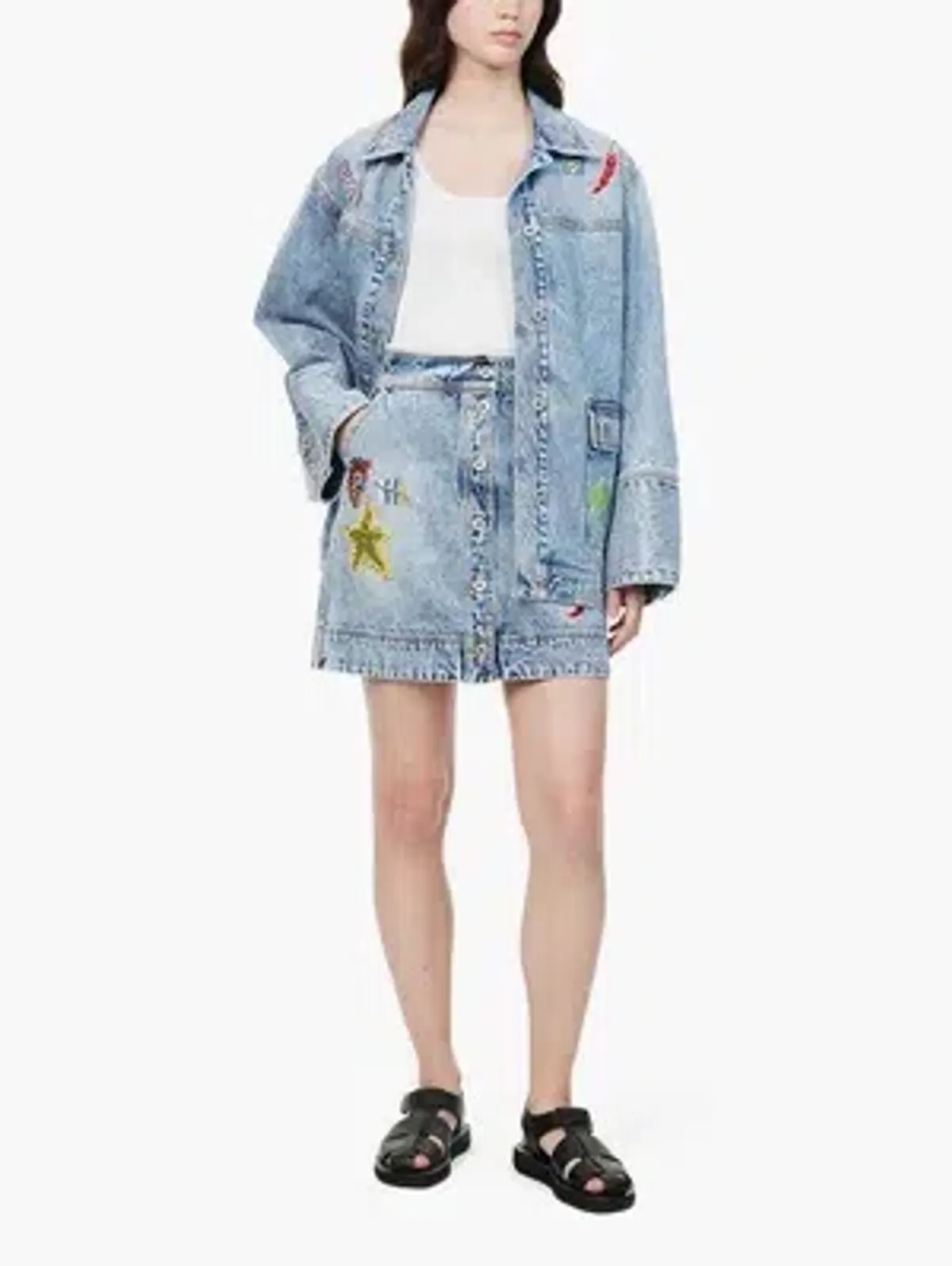 Alemais Jackpot Denim Jacket Size AU 8 and Mini Skirt Size AU 10 Blue - Image 13