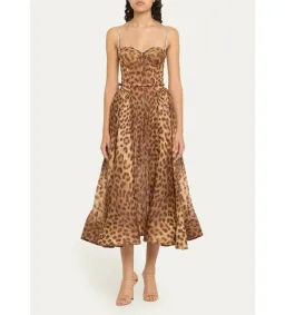 Zimmermann Crush Panelled Midi Dress in Leopard Size 0 / AU 8 for rent on The Volte - image 1