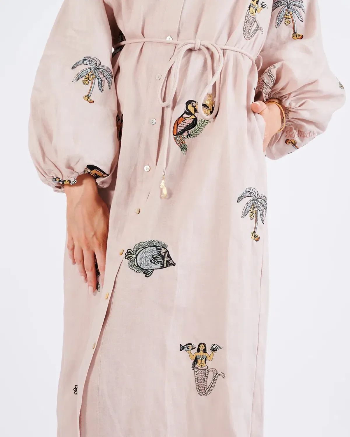 Alemais Vacay Mermaid Shirtdress Pink Size AU 10 - Image 10