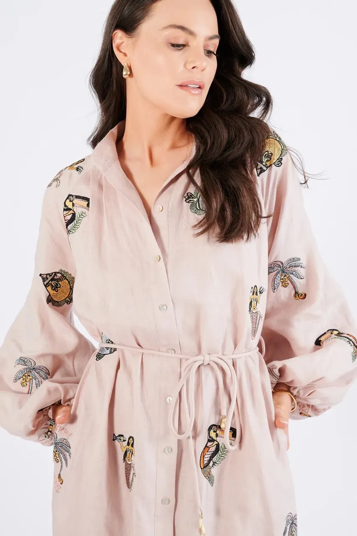 Alemais Vacay Mermaid Shirtdress Pink Size AU 10 - Image 9