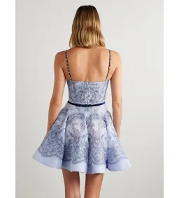 Zimmermann The Crush Twist Front Mini Dress in Blue Lace Print Size 1 / AU 10 for rent on The Volte - image 2