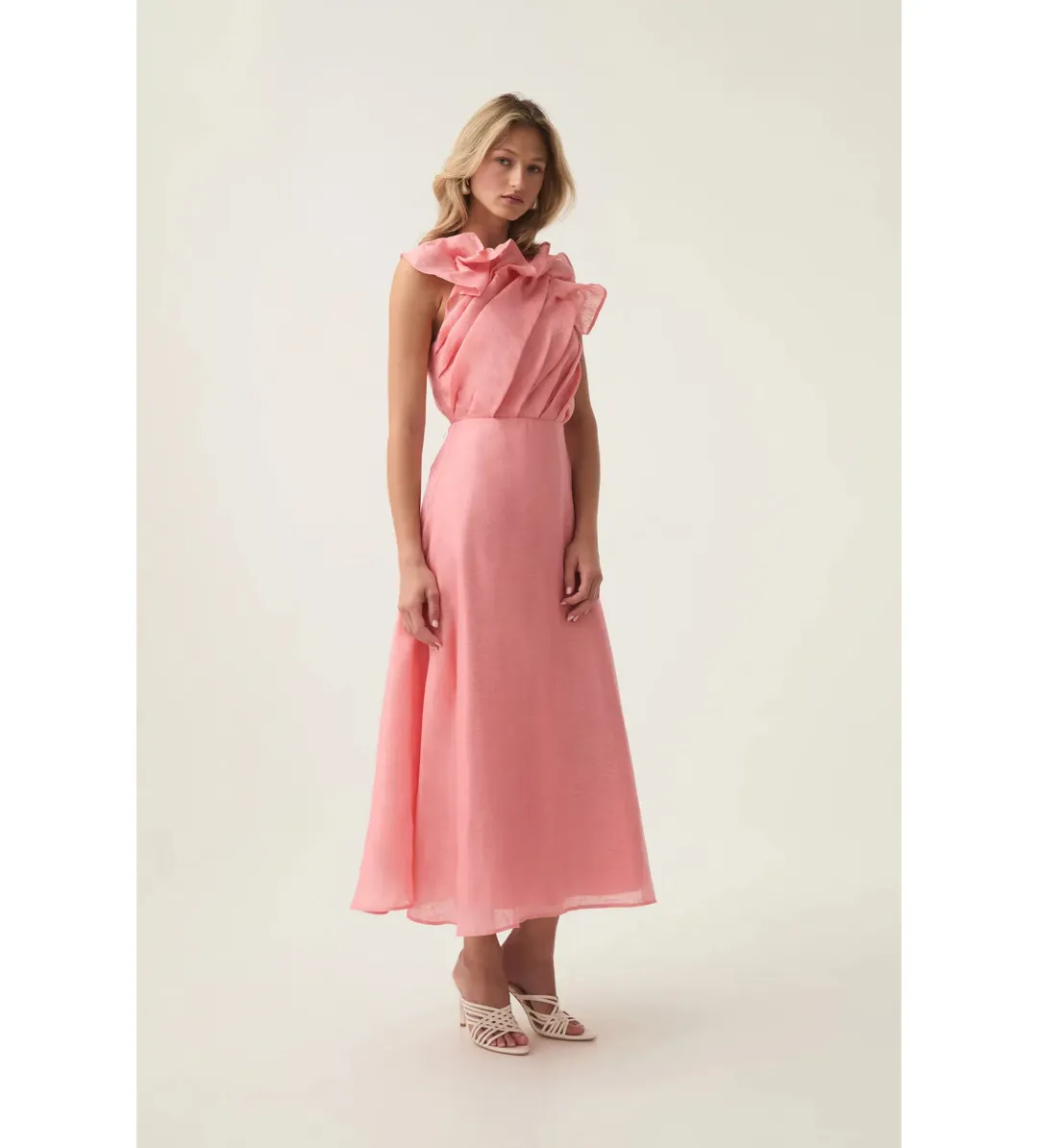 Aje Genesis Midi Dress Washed Coral Size M / AU 10 for rent on The Volte - main image