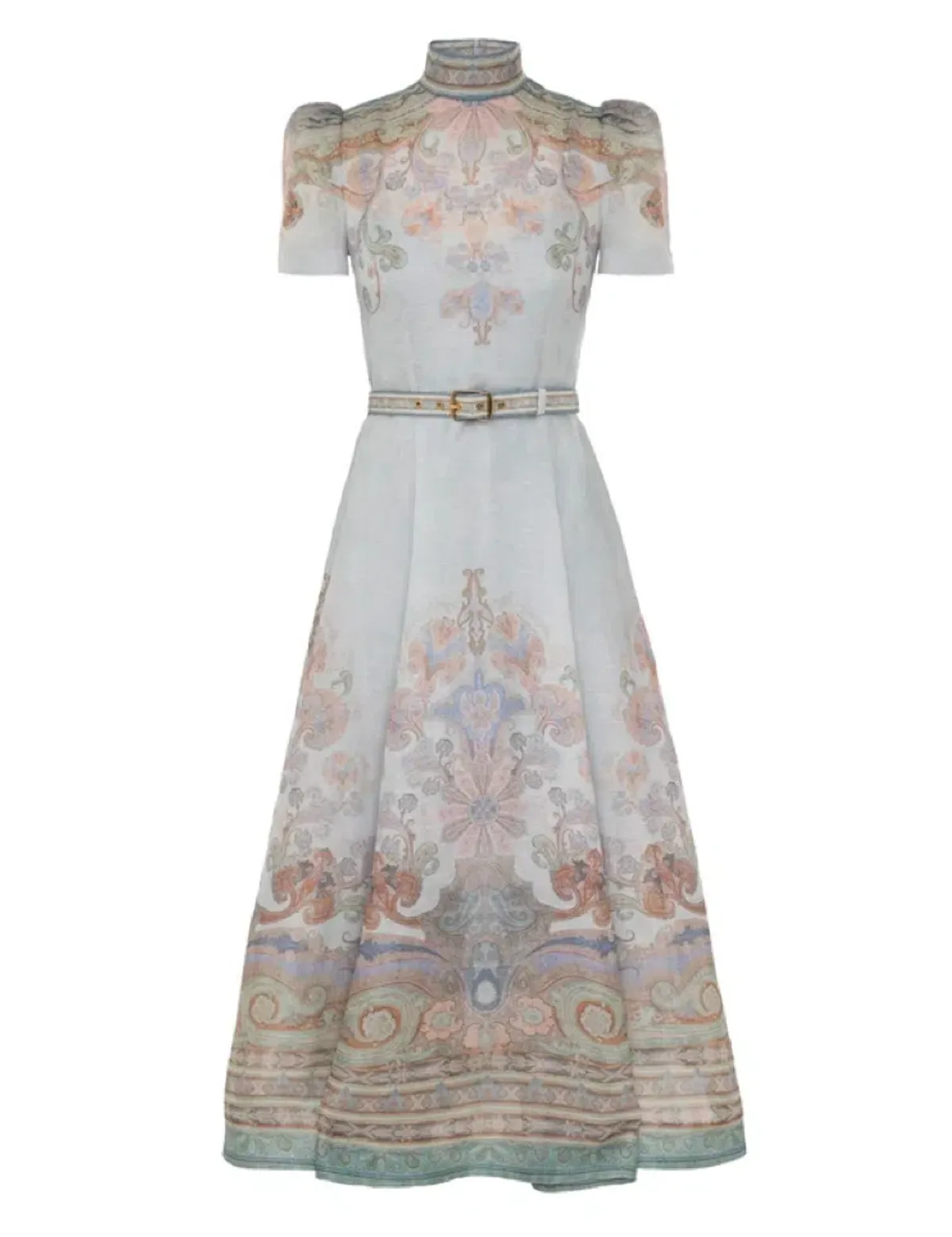 Zimmermann Eden Belted Midi Dress in Blue Paisley Size 0 / AU 8 - Image 3