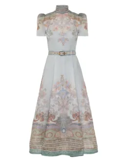Zimmermann Eden Belted Midi Dress in Blue Paisley Size 0 / AU 8 for rent on The Volte - image 3