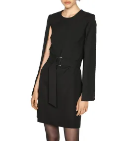 Cue Cape Sleeve Belted Dress Black Size AU 10 for rent on The Volte - image 2