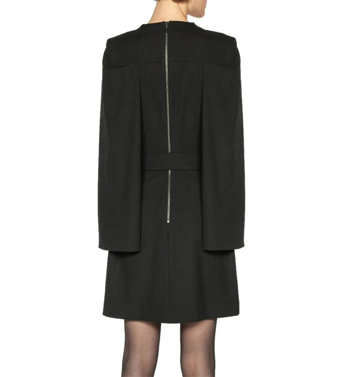 Cue Cape Sleeve Belted Dress Black Size AU 10 - Image 3