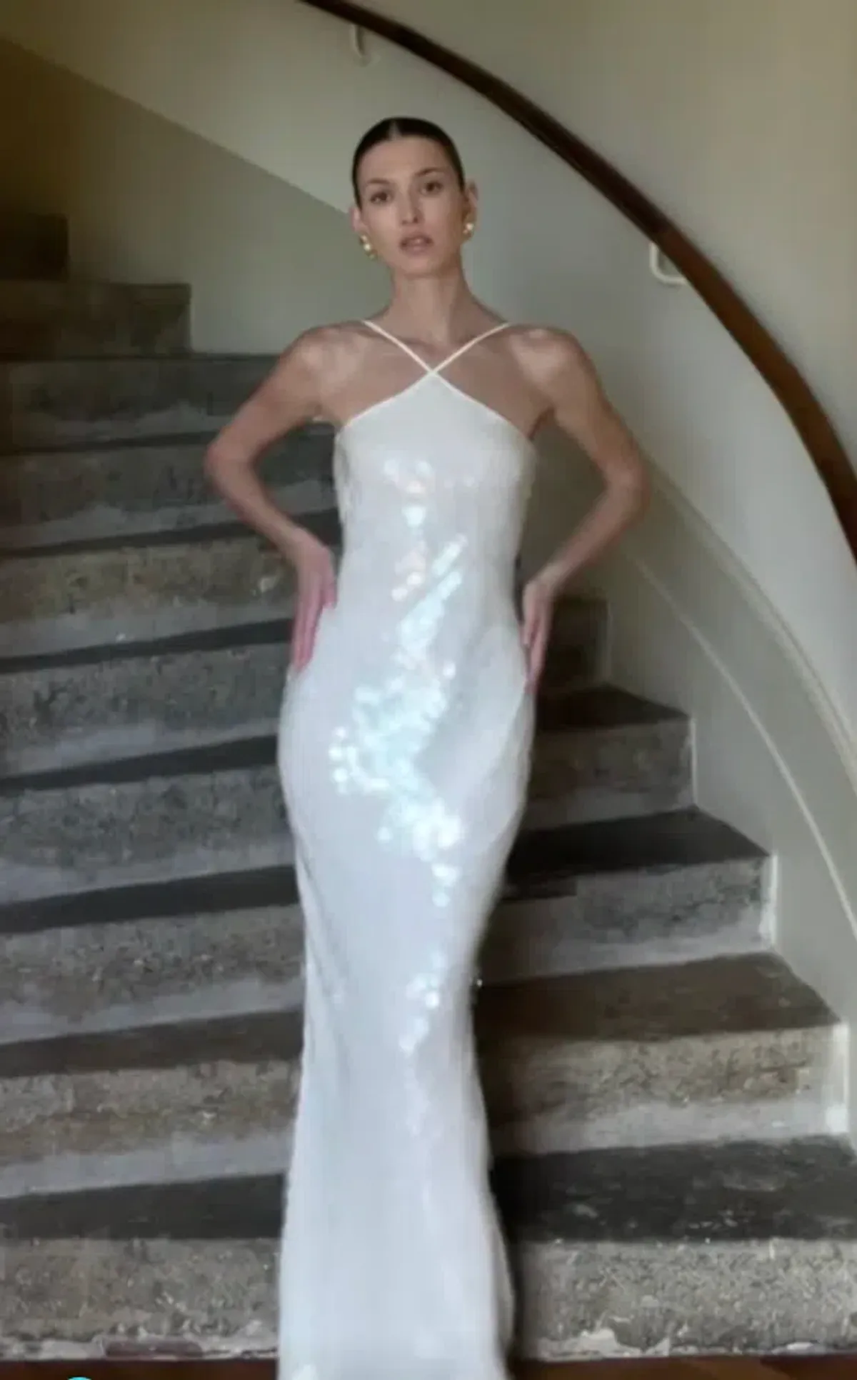 Rat & Boa Emmanuella Halter Maxi Dress in White Sequin Size XS / AU 6 - Image 1
