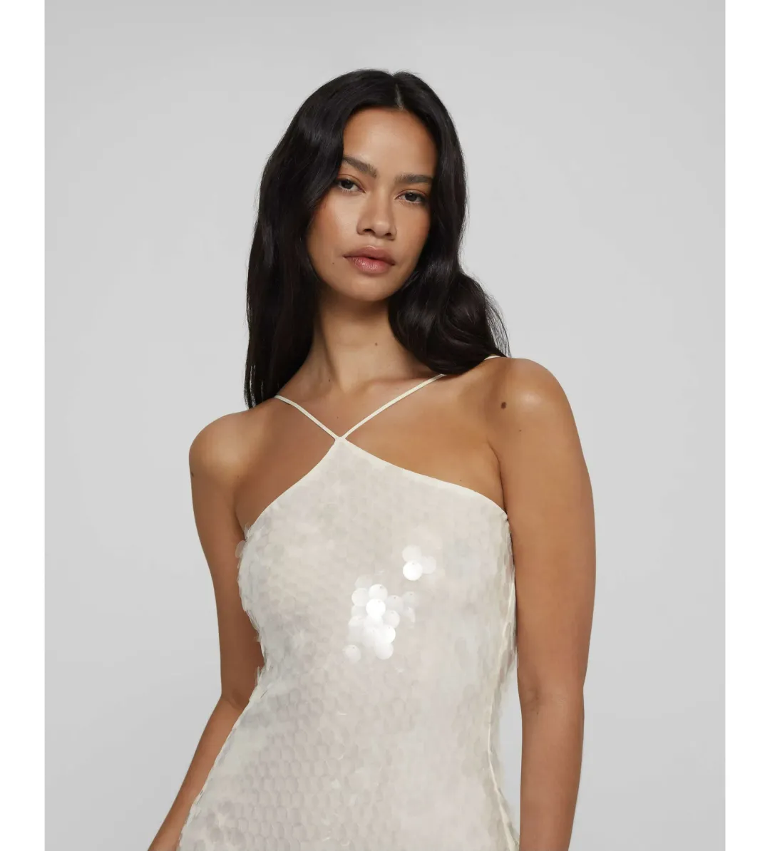 Rat & Boa Emmanuella Halter Maxi Dress in White Sequin Size XS / AU 6 for rent on The Volte - main image