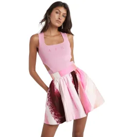 Aje Kasbah Crop Top and Mini Skirt Set in Sunset Pink Print Size AU 8 for rent on The Volte - image 3