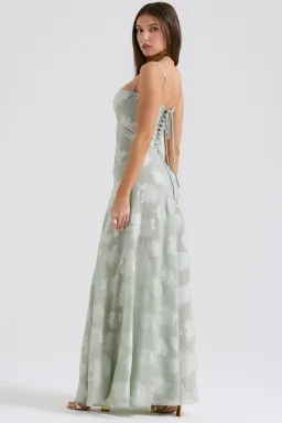 House of CB Seren Lace Back Maxi Dress Pistachio Floral Size XS / AU 6 for rent on The Volte - image 4