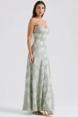 House of CB Seren Lace Back Maxi Dress Pistachio Floral Size XS / AU 6 for rent on The Volte - image 2