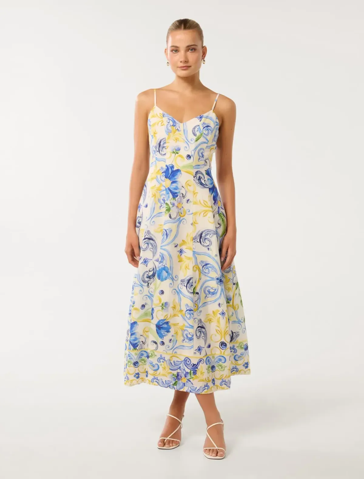 Forever New Chiara Printed Midi Dress Capri Tile Size 12 - Image 2