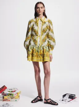 Alemais Gisela Mini Shirt Dress Floral Yellow Size 14 for rent on The Volte - image 2