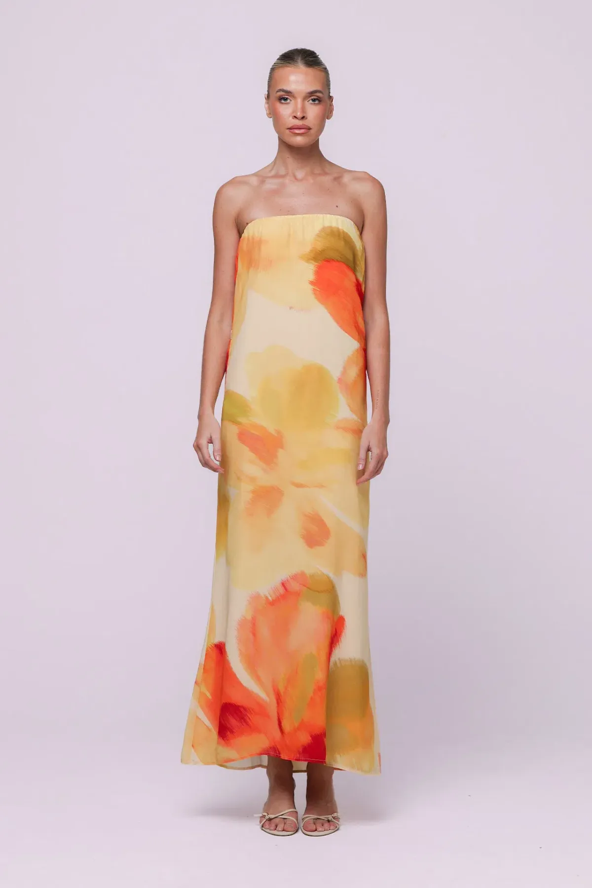 Isabelle Quinn Abbie Strapless Maxi Dress Marigold Size 10 - Image 1