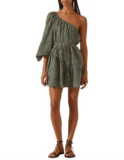 Shona Joy Ida Long Sleeve One Shoulder Tiered Mini Dress Print Size 6 for rent on The Volte - image 5