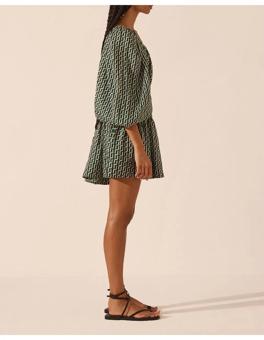 Shona Joy Ida Long Sleeve One Shoulder Tiered Mini Dress Print Size 6 for rent on The Volte - main image