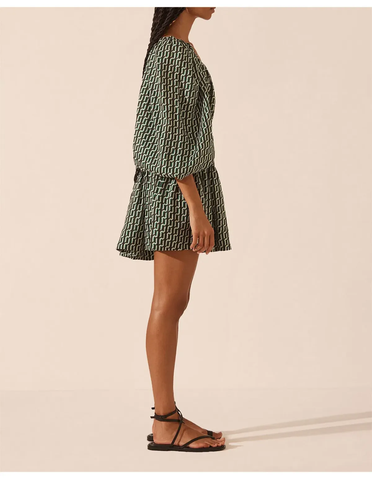 Shona Joy Ida Long Sleeve One Shoulder Tiered Mini Dress Print Size 6 - Image 4