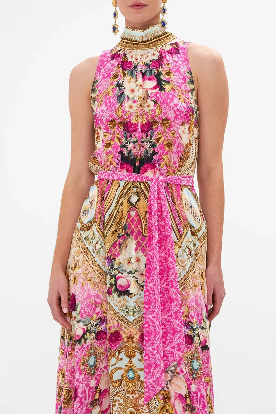 Camilla Necktie Midi Dress With Elasticated Waist Call Of The Canal Size XL / AU 16 for rent on The Volte - main image