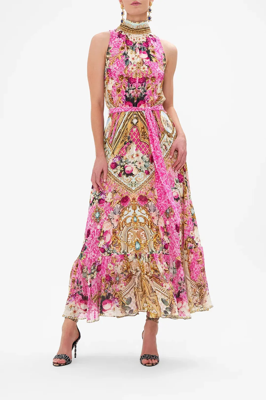 Camilla Necktie Midi Dress With Elasticated Waist Call Of The Canal Size XL / AU 16 for rent on The Volte - main image