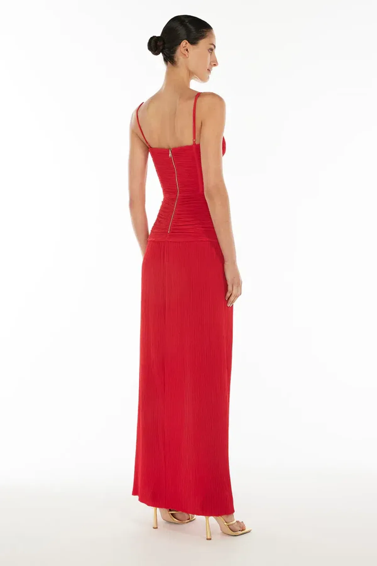 Manning Cartell Double Time Pleat Dress Red Size AU 6 - Image 4