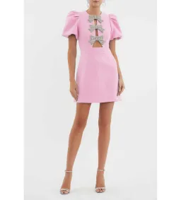 Rebecca Vallance Juliana Puff Sleeve Mini Dress Pink Size AU 10 for rent on The Volte - image 1