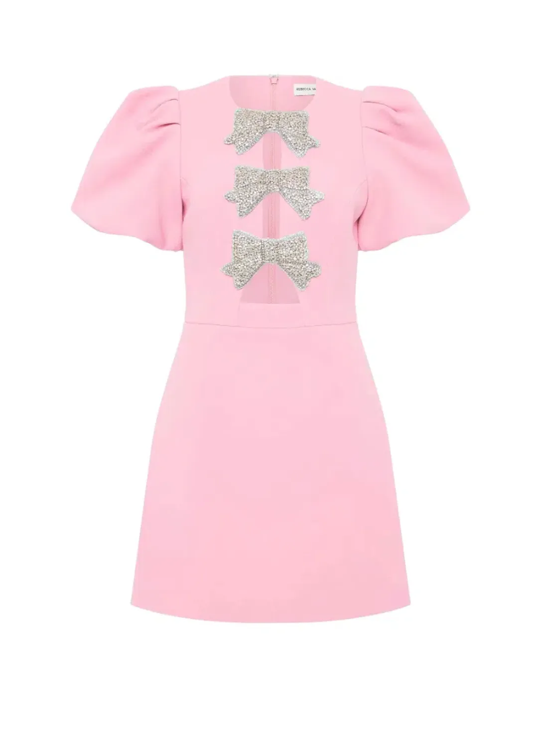 Rebecca Vallance Juliana Puff Sleeve Mini Dress Pink Size AU 10 for rent on The Volte - main image