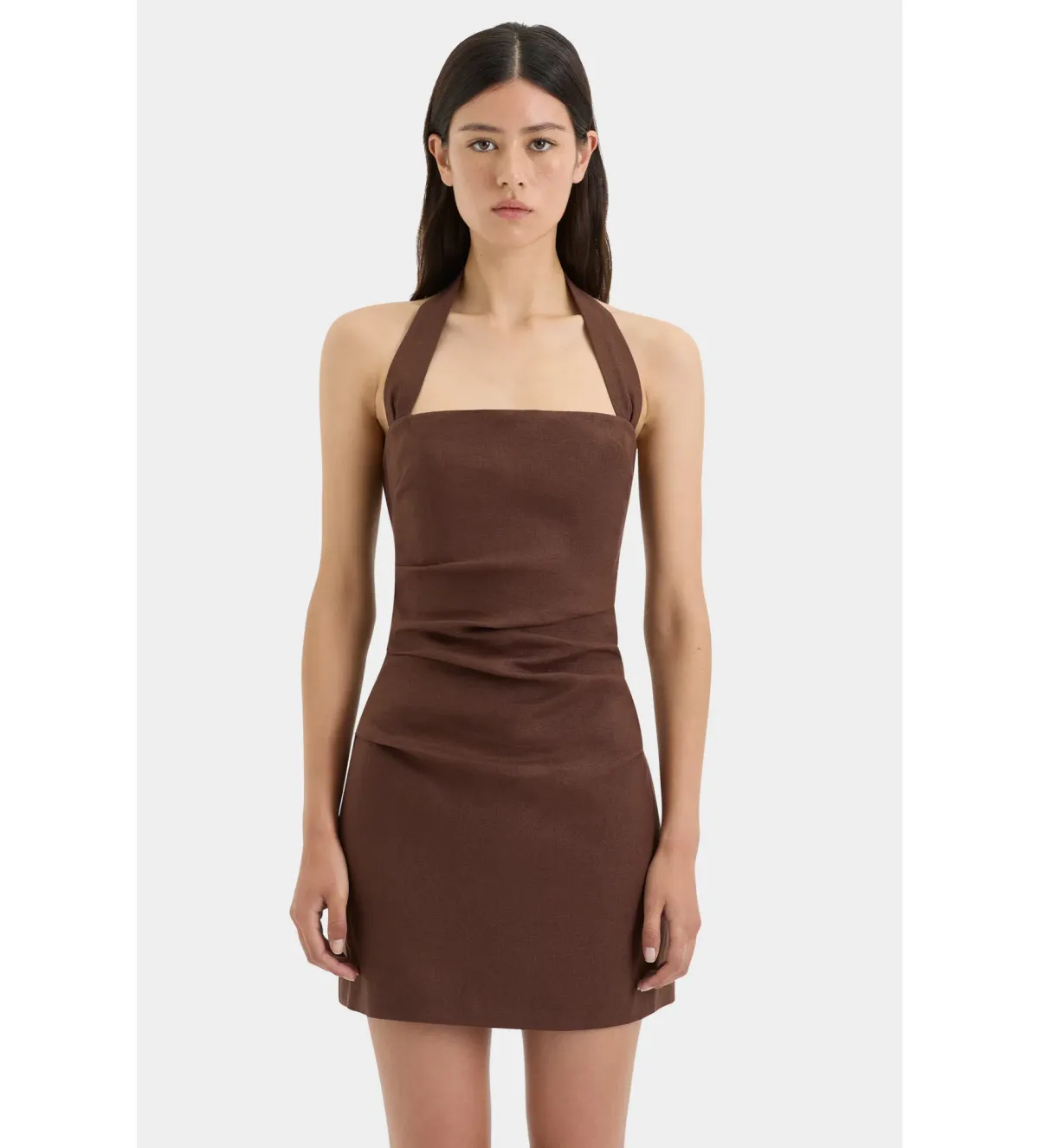 Sir The Label Noemi Halter Mini Dress in Chocolate Size 0P / 6PETITE - Image 2