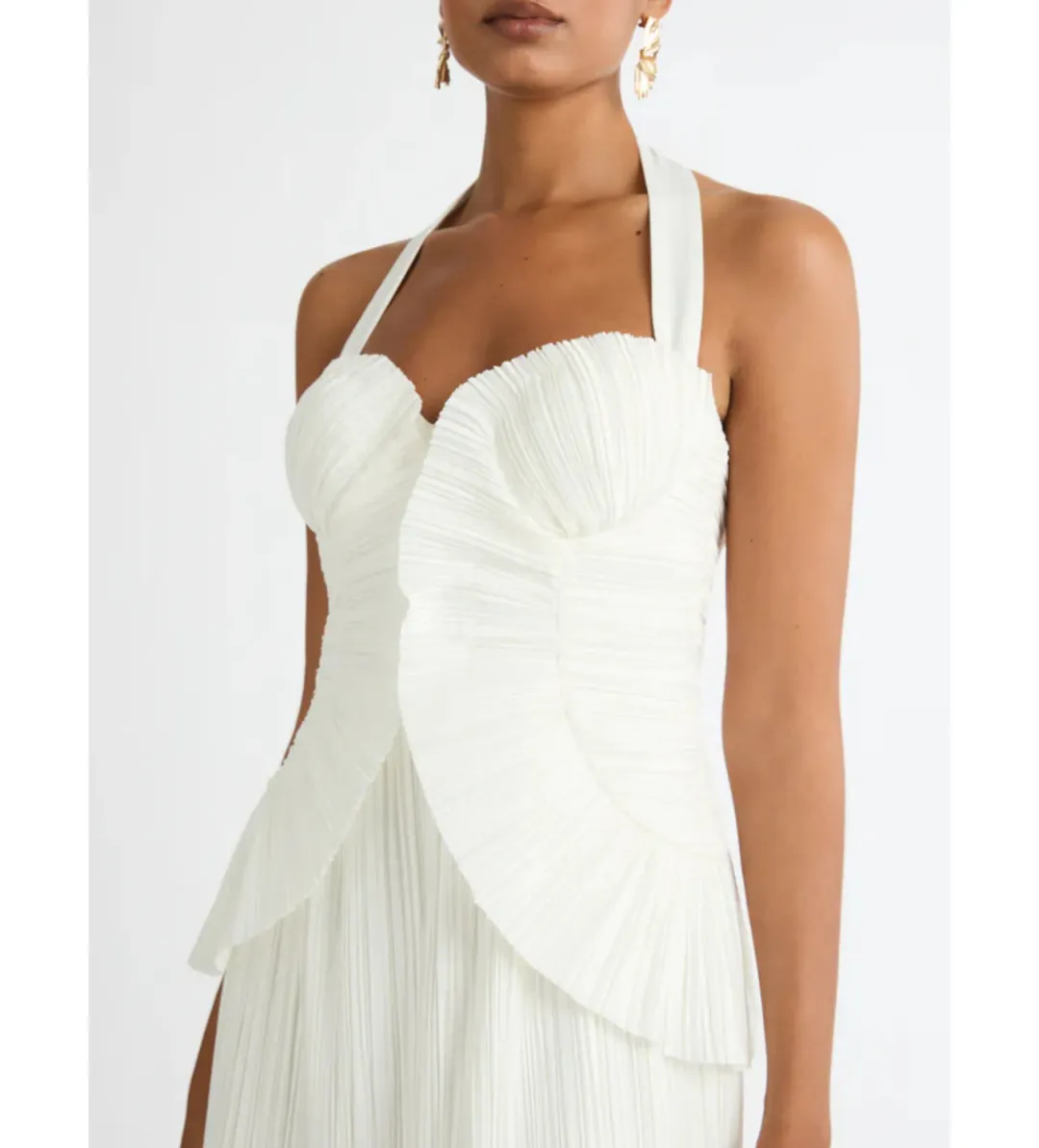 Sheike Peyton Pleated Mini Dress in Ivory Size AU 8 for rent on The Volte - main image