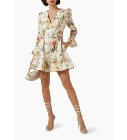 Zimmerman Luminosity Mini Dress in Multi Floral Cream Size 0 / AU 8 for rent on The Volte - image 1