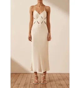 Shona Joy Milo Cut Out Slit Midi Dress Coconut Size AU 6 for rent on The Volte - image 1