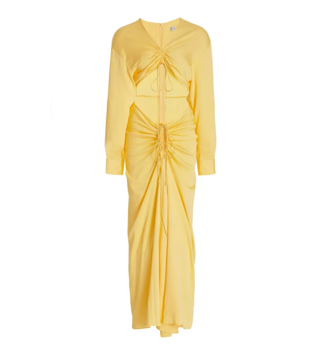 Christopher Esber Ruched Crop and Skirt In Chalky Yellow Size AU 8 for rent on The Volte - main image