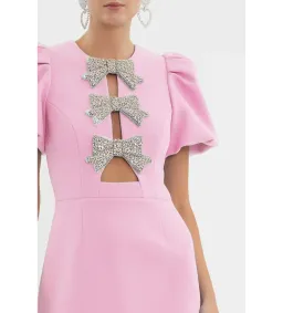 Rebecca Vallance Juliana Puff Sleeve Mini Dress Pink Size AU 4 for rent on The Volte - image 2