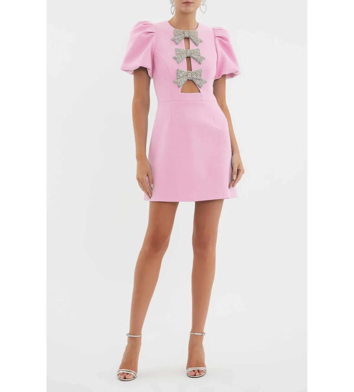 Rebecca Vallance Juliana Puff Sleeve Mini Dress Pink Size AU 4 - Image 1
