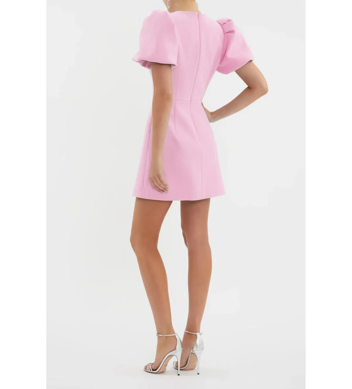 Rebecca Vallance Juliana Puff Sleeve Mini Dress Pink Size AU 4 - Image 3